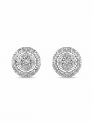 Oval Halo Cluster Moissanite Stud Earrings In 925 Sterling Silver.