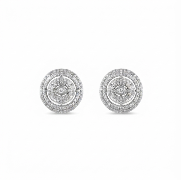Oval Halo Cluster Moissanite Stud Earrings In 925 Sterling Silver.