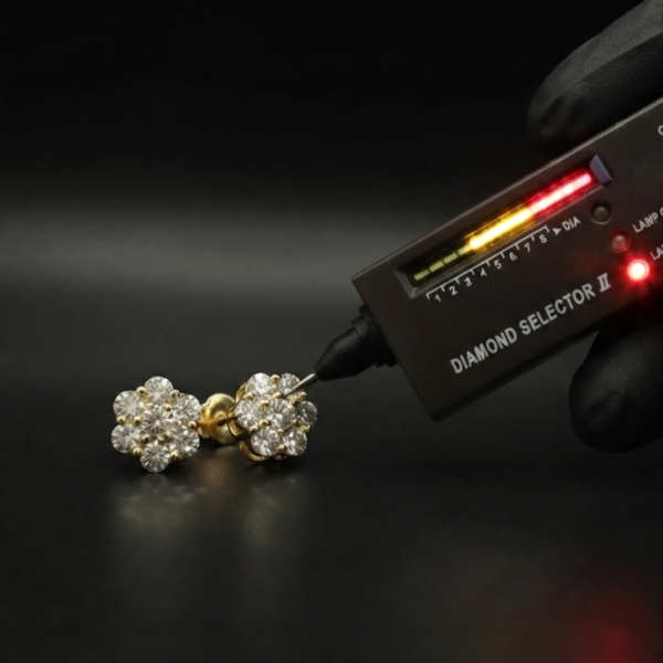Floral Cluster Moissanite Stud Earrings In 925 Sterling Silver.