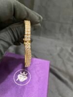 Men's Double Row VVS Moissanite Tennis Bracelet in 925 Sterling Silver | Micron Gold Plated Hip Hop Luxury Bracelet