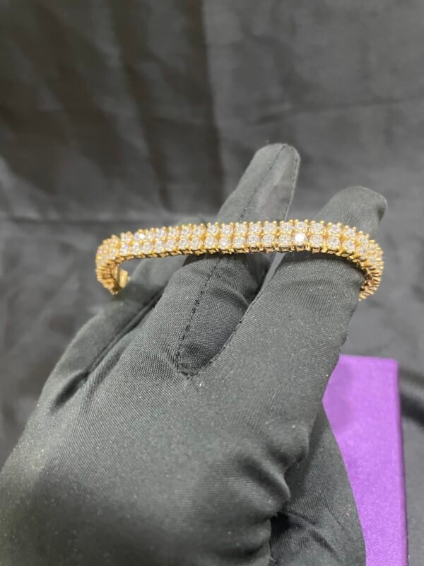 Men's Double Row VVS Moissanite Tennis Bracelet in 925 Sterling Silver | Micron Gold Plated Hip Hop Luxury Bracelet