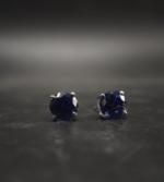 Deep Sapphire Blue CZ Stud Earrings In Round Shape In 925 Sterling Silver