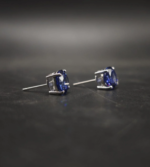 Deep Sapphire Blue CZ Stud Earrings In Round Shape In 925 Sterling Silver