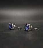 Deep Sapphire Blue CZ Stud Earrings In Round Shape In 925 Sterling Silver