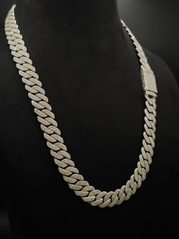 Real VVS Moissanite Cuban Link Chain Necklace 925 Sterling Silver