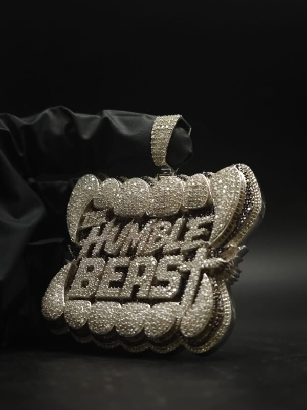 The Humble Beast Pendant Moissanite Diamond Custom Lettering Jewelry In 925 Sterling Silver