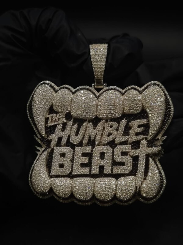The Humble Beast Pendant Moissanite Diamond Custom Lettering Jewelry In 925 Sterling Silver