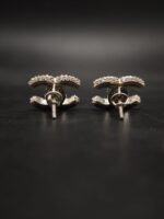 Iced Out Double C Logo Moissanite Stud Earrings in 925 Sterling Silver