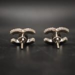 Iced Out Double C Logo Moissanite Stud Earrings in 925 Sterling Silver