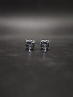 Deep Sapphire Blue CZ Stud Earrings In Round Shape In 925 Sterling Silver
