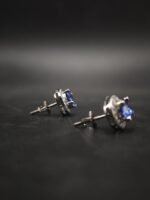 Sapphire CZ Blue Stud Earrings Oval Shape in 925 Sterling Silver.