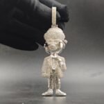 Genuine Moissanite Cartoon Figure Pendant For Men's In 925 Sterling Silver.