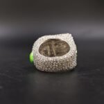 Custom “ED” Initial Baguette Moissanite Ring with Green Enamel in 925 Sterling Silver
