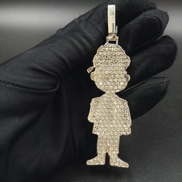 Genuine Moissanite Cartoon Figure Pendant For Men's In 925 Sterling Silver.