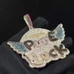 Iced Out Pendant Custom Name CZ With Angel Wings In 925 Sterling Silver