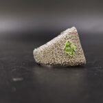Custom “ED” Initial Baguette Moissanite Ring with Green Enamel in 925 Sterling Silver