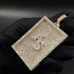 Custom Initial AS Moissanite Pendant – Gold Plated Rectangle Iced Out Charm