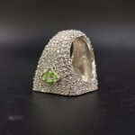 Custom “ED” Initial Baguette Moissanite Ring with Green Enamel in 925 Sterling Silver