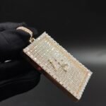 Custom Initial AS Moissanite Pendant – Gold Plated Rectangle Iced Out Charm