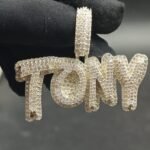 Tester-Passing Moissanite TONY Name Pendant Customised In 925 Sterling Silver.