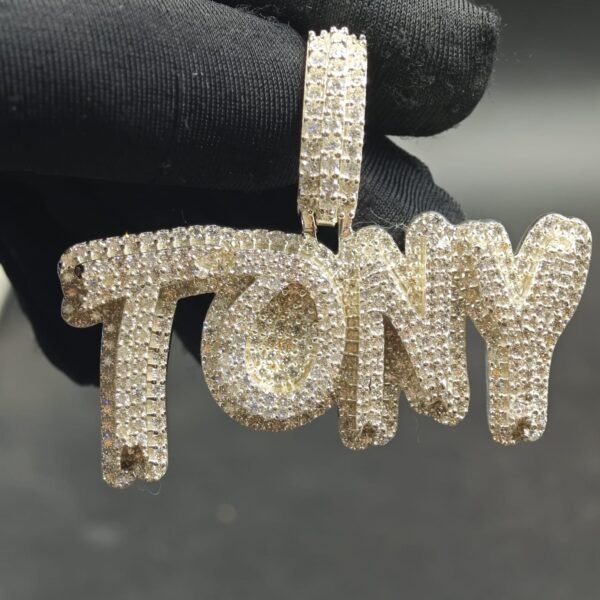 Tester-Passing Moissanite TONY Name Pendant Customised In 925 Sterling Silver.