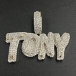 Tester-Passing Moissanite TONY Name Pendant Customised In 925 Sterling Silver.