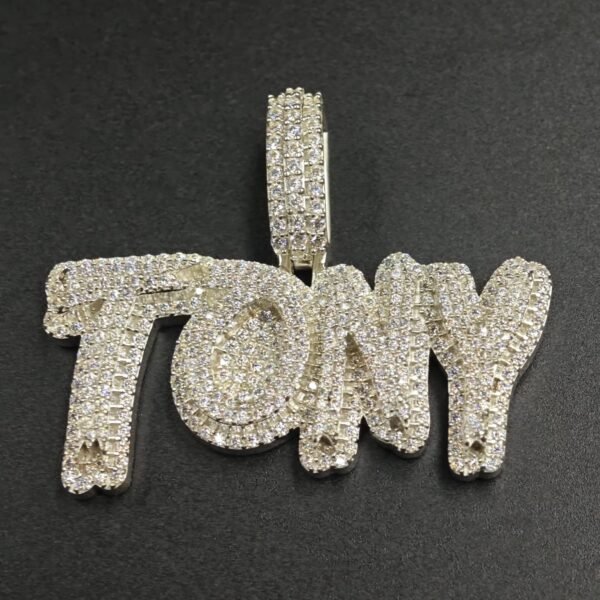 Tester-Passing Moissanite TONY Name Pendant Customised In 925 Sterling Silver.