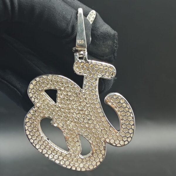 Tester Passing Moissanite "JB" Pendant In 925 Sterling Silver.