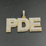 Real Moissanite Custom "PDE" Letter Pendant For Women's Wear In 925 Sterling Silver.