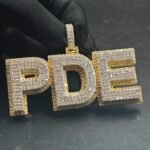 Real Moissanite Custom "PDE" Letter Pendant For Women's Wear In 925 Sterling Silver.
