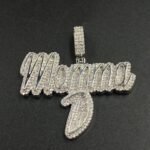 Momma Moissanite Script Pendant For Women's Wear In 925 Sterling Silver