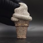 VVS Moissanite Ice Cream Cone Pendant in 925 Sterling Silver For Men's