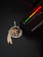 Real Custom Chief Head Moissanite Pendant For Men's Wear In 925 Sterling Silver.
