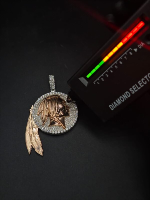 Real Custom Chief Head Moissanite Pendant For Men's Wear In 925 Sterling Silver.