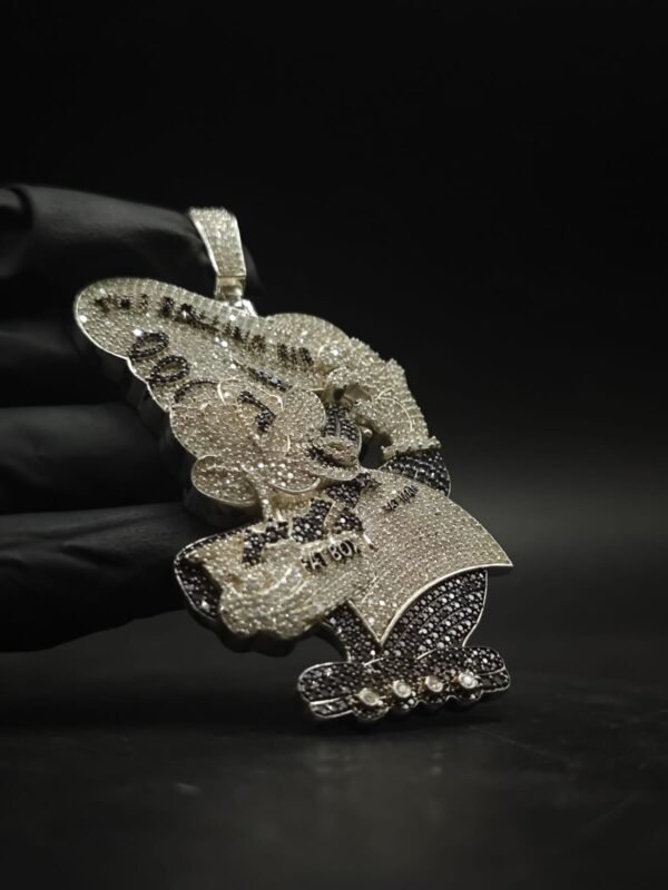 Custom Fat Boy Character Moissanite Pendant in 925 Sterling Silver
