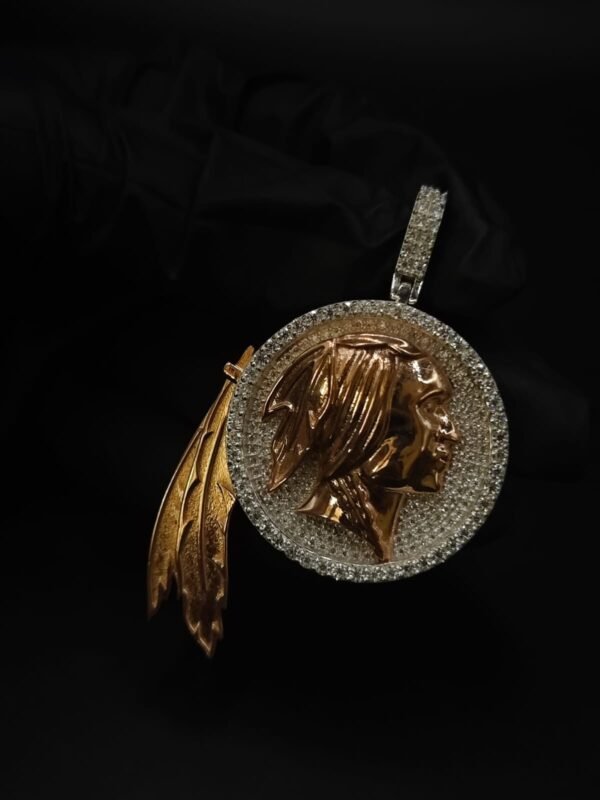 Real Custom Chief Head Moissanite Pendant For Men's Wear In 925 Sterling Silver.