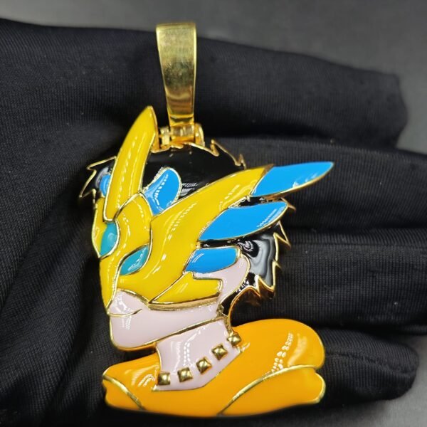 Moissanite Anime Character Enamel Pendant in 925 Sterling Silver
