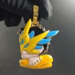 Moissanite Anime Character Enamel Pendant in 925 Sterling Silver