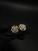Genuine Moissanite Stud Earrings Lattice Shape In 925 Sterling Silver.