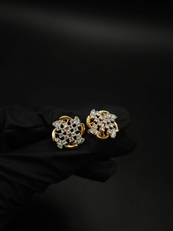 Genuine Moissanite Stud Earrings Lattice Shape In 925 Sterling Silver.