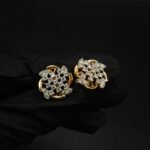 Lattice Shape Moissanite Stud Earrings In 925 Sterling Silver.