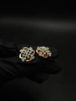 Genuine Moissanite Stud Earrings Lattice Shape In 925 Sterling Silver.