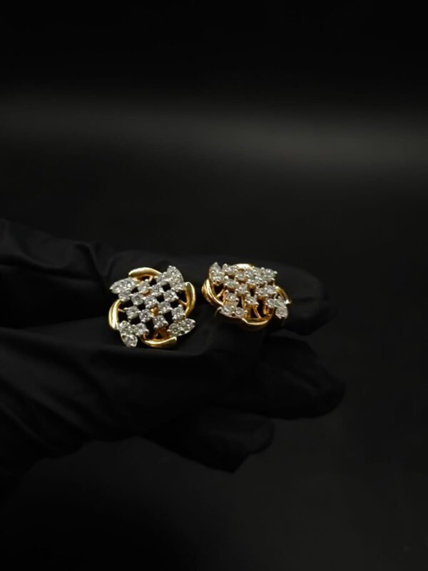 Genuine Moissanite Stud Earrings Lattice Shape In 925 Sterling Silver.