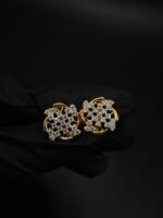 Genuine Moissanite Stud Earrings Lattice Shape In 925 Sterling Silver.