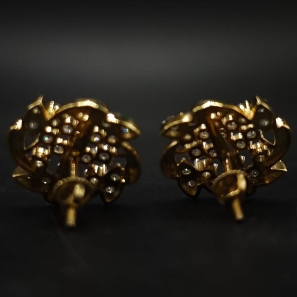 Lattice Shape Moissanite Stud Earrings In 925 Sterling Silver.