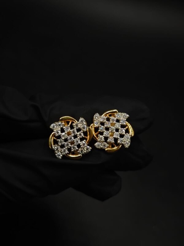 Genuine Moissanite Stud Earrings Lattice Shape In 925 Sterling Silver.