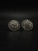 Round Halo Moissanite Stud Earrings in 925 Sterling Silver
