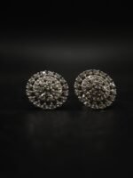 Round Halo Moissanite Stud Earrings in 925 Sterling Silver