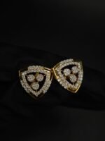 Triangular Cluster Moissanite Earrings 925 Sterling Silver Gold Plated Studs