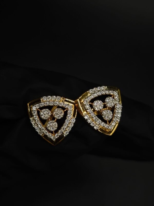 Triangular Cluster Moissanite Earrings 925 Sterling Silver Gold Plated Studs